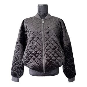 🖤 DKNY Sport Quilted Velvet Bomber Jacket Sz L NWOT🖤